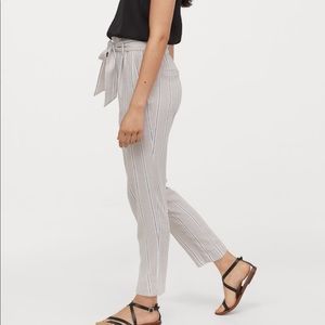 Linen blend paper bag pants